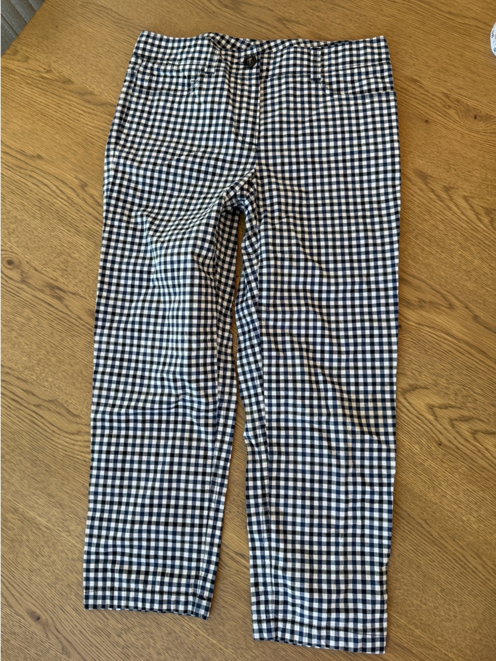 Theory Navy Gingham Crop Pants Size 00 XS Checkered Ankle Slim Fit